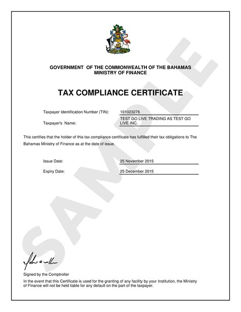 tax compliance certificate